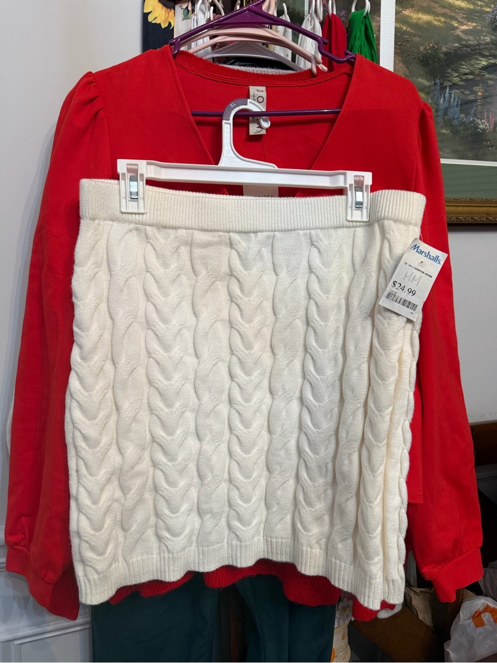 Women's Cream Cable Knit Skirt - Unbranded